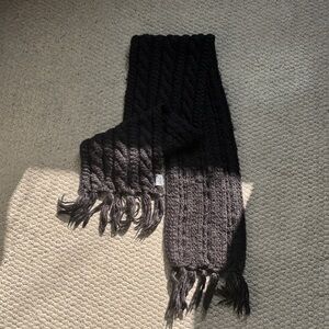 The north face cableknit Long wool neck scarf retro winter snow black